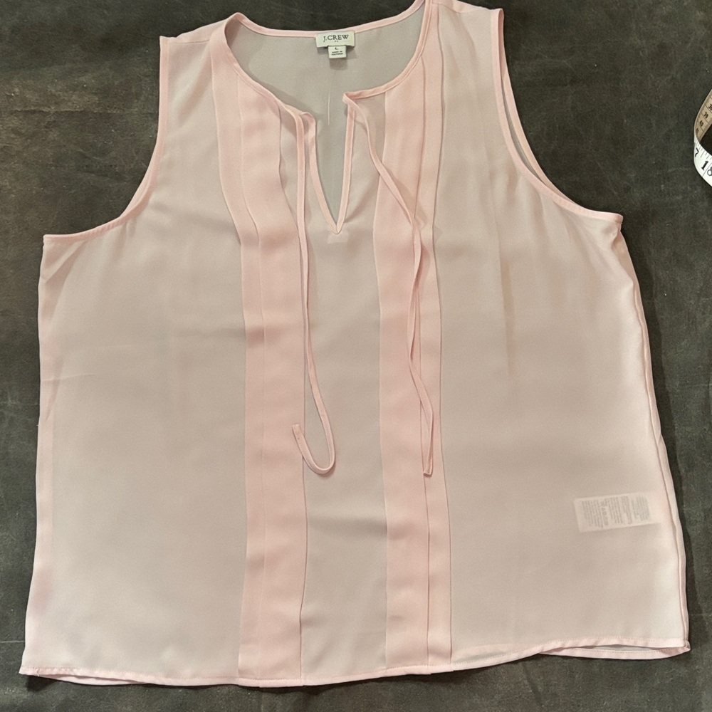 J. Crew sheer pink blush sleeveless blouse. Size L NWOT